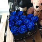 Box Corazon 12 Rosas Importadas Azules