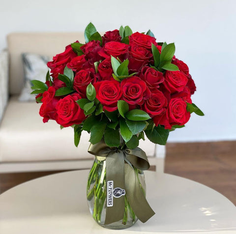 Jarrón 50 Rosas Importadas